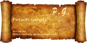 Petsch Gergő névjegykártya